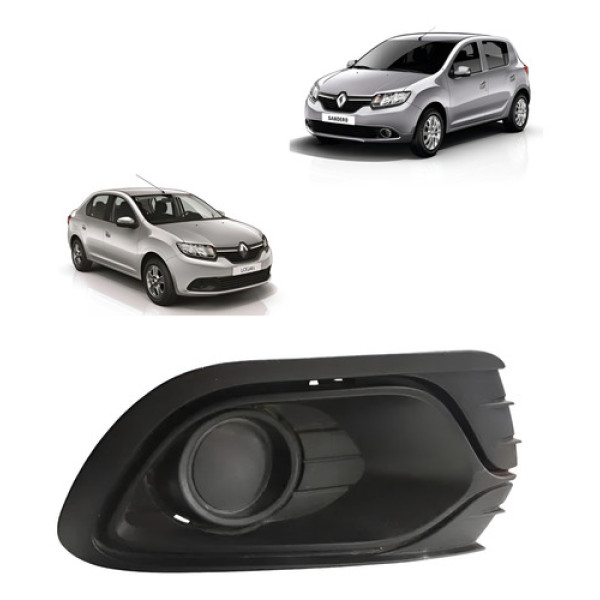 Moldura Tampão Farol Milha Ld Renault Sandero 2014 A 2017