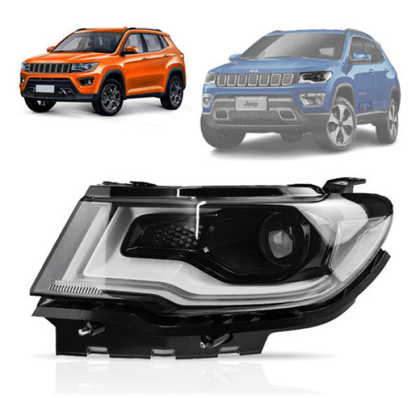 Farol Jeep Compass 2017 2018 2019 Dianteiro Lado Motorista