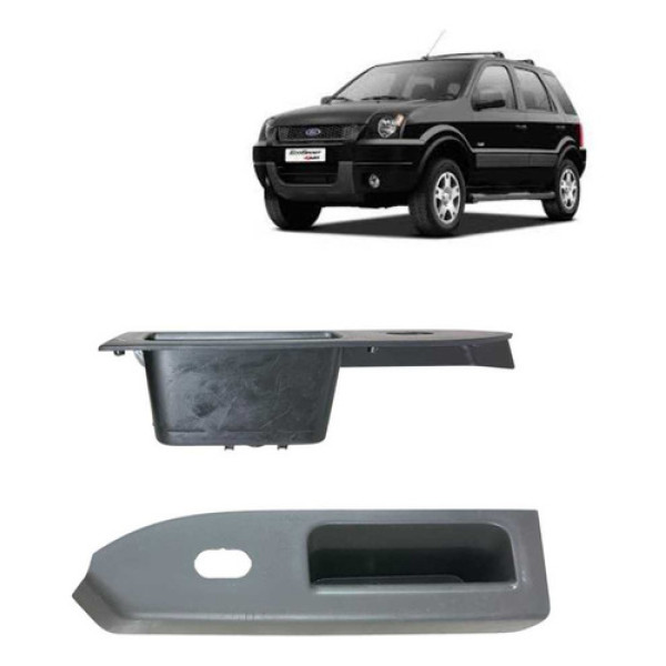 Moldura Puxador Botão Vidro Traseiro Direito Ecosport 2005 Cinza