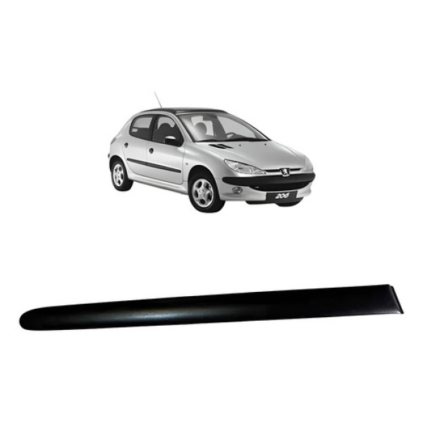 Friso Lateral Porta Traseira Peugeot 206 1999 Á 2011 Preto