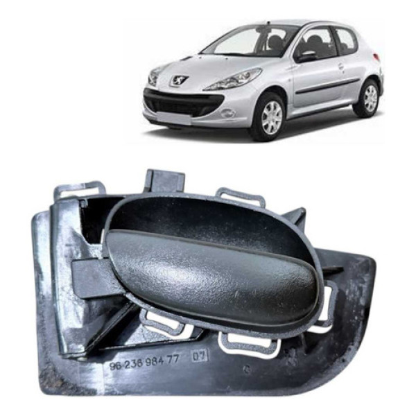 Maçaneta Interna Lado Esquerdo Peugeot 206 207 Sw 1998/2014 Preto Dianteira